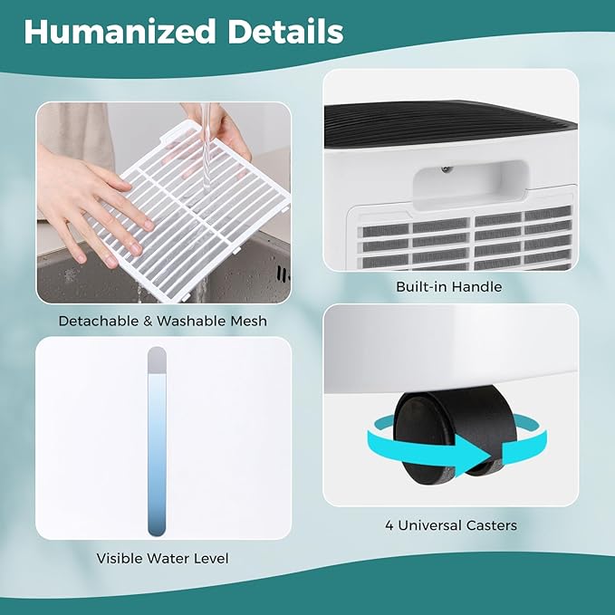 COSTWAY Dehumidifier for Large Room and Basements, Portable 30 Pints - Image 2