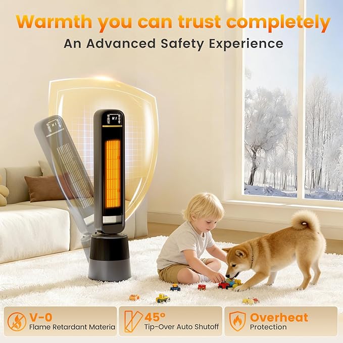 Auertech 35" Space Heater and Fan Combo, 1500W Tower Heater - Image 7