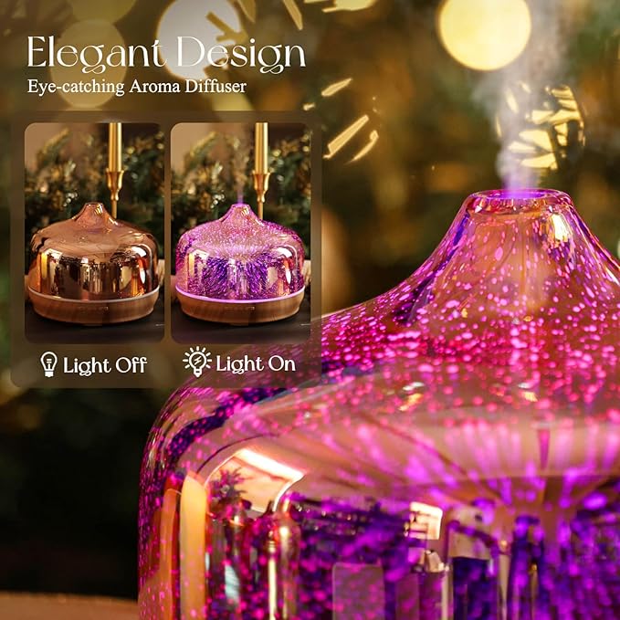 Porseme 500ml Glass Essential Oil Diffuser Aromatherapy Ultrasonic Cool Mist - Image 7