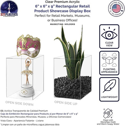 6 Pack Acrylic Display Riser Box Versatile 5 Sided No Lid Pedestal Merchandise - Image 3
