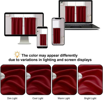 Chyhomenyc Short Kitchen Curtains 30 Inch Length, Small Red Curtain Rod Pocket - Image 7