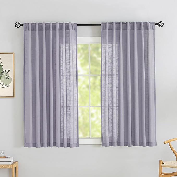 DONREN Lavender Linen Back Tab Curtains 72 Inches Long 2 Panels Set by DONREN