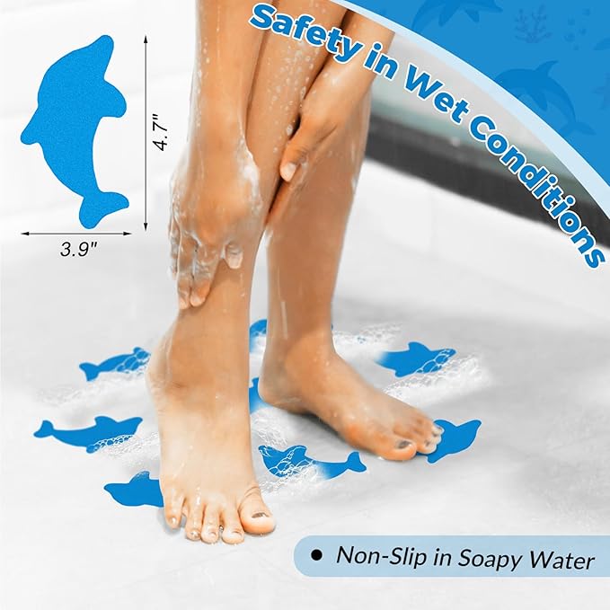 S&X Bathtub Non Slip Stickers, Grippy Dolphin Adhesive Treads – Fine Gritty - Image 3