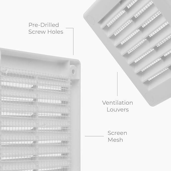 2-Pack 4" x 4" Square Air Vent Cover – White Plastic Vent Deflector - Image 7
