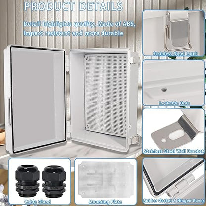 Zulkit Junction Box, IP67 Waterproof Electrical Box Hinged Cover Stainless - Image 4