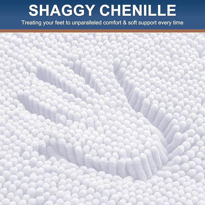 Smiry Luxury Chenille Bathroom Rugs 59x20, Extra Soft and Absorbent Shaggy Bath - Image 3