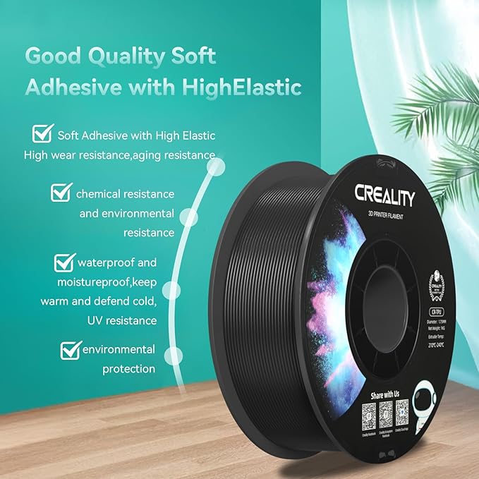 2025 Official Creality TPU Filament 1.75mm Black, Flexible 95A TPU 3D Printer - Image 2