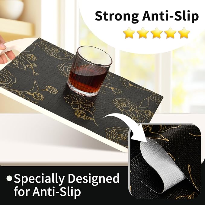 Shelf Liners for Kitchen Cabinets 23.6in x 20FT Non Adhesive Drawer Liner Black - Image 2