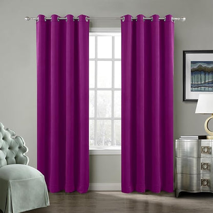 ChadMade Blackout Lined Premium Velvet Curtain Purple 84Wx102L Inch, Eyelet by ChadMade