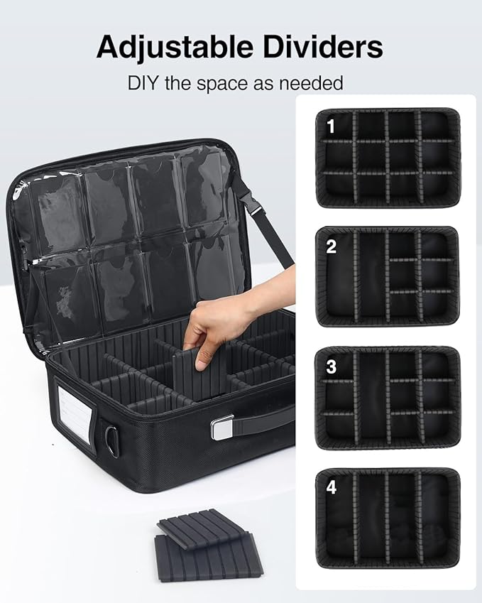 Luxtude Trading Card Storage Box w/Adjustable Dividers, Large Top Loader Card - Image 3