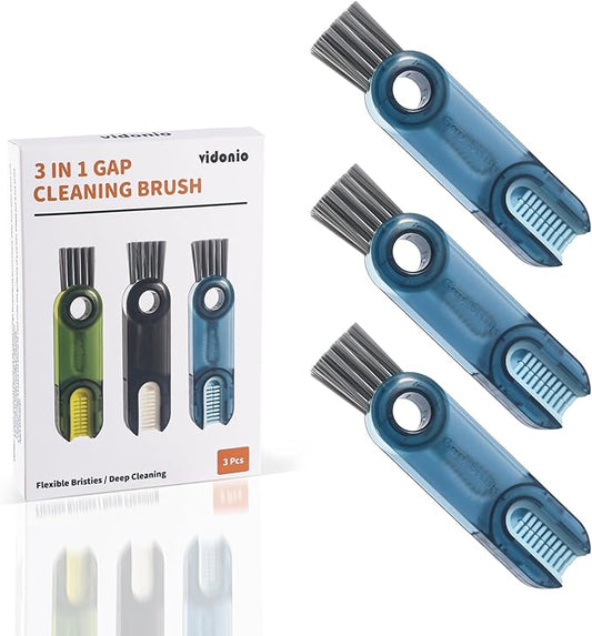 3 in 1 Cup Lid Gap Cleaning Brush Set, Mutipurpose Tiny Silicone Cup Holder by VIDONIO