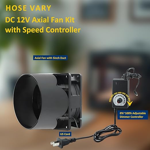 5in Air Exhaust Fan Fume Extractor, 6000RPM 210CFM DC12V Ventilation Fan - Image 3