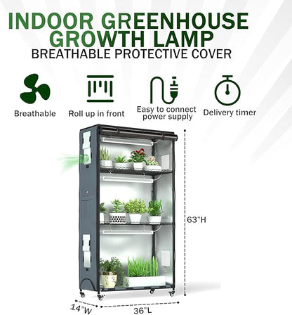 Indoor Orchid Greenhouse with Grow Lights, 4-Tier Plant Stand with 3 Full - Image 2