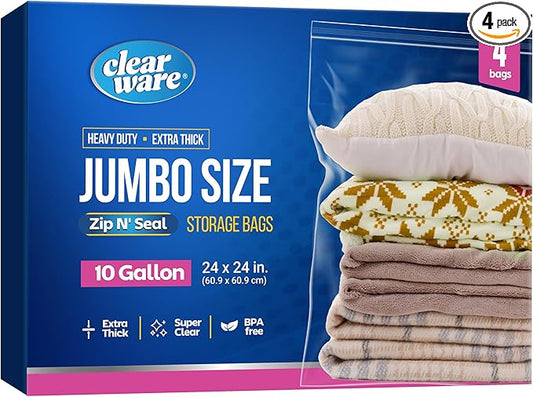 4 Count - Large Storage Bags by CLEARWARE