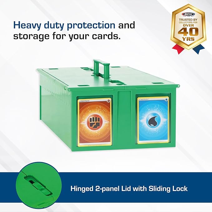 BCW Collectible Card Bin Green | Holds up to 1600 Cards | Plastic Storage Box - Image 2