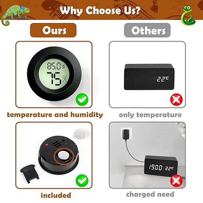 2PCS Reptile Thermometer and Humidity Gauge, Digital Adhesive Reptile Terrarium - Image 6