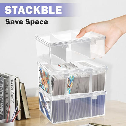 Trading Card Storage Box with 2 Dividers, Toploads Storage Box Plastic Baseball - Image 6