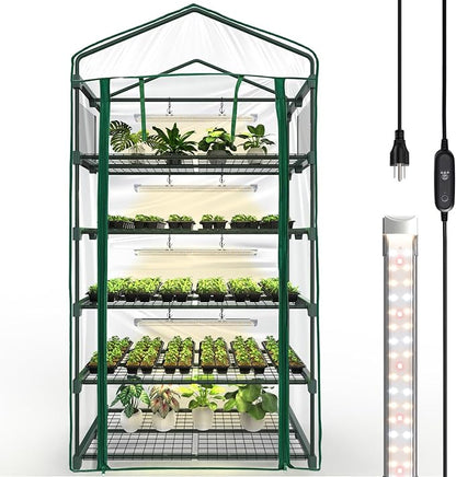 Bstrip Indoor Greenhouse with Grow Light, 5-Tier Large Green House, PVC Tent by Bstrip