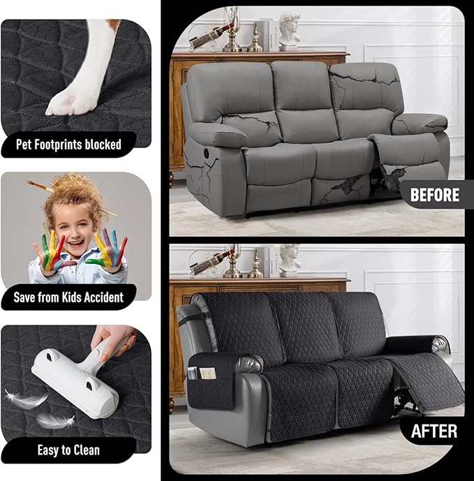 TAOCOCO 100% Waterproof Recliner Cover, Non-Slip Washable Reclining Couch Cover - Image 2