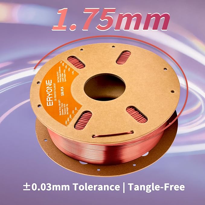 ERYONE Silk PLA Filament for 3D Printer, 1.75mm +/- 0.03mm, Silk Copper - Image 5