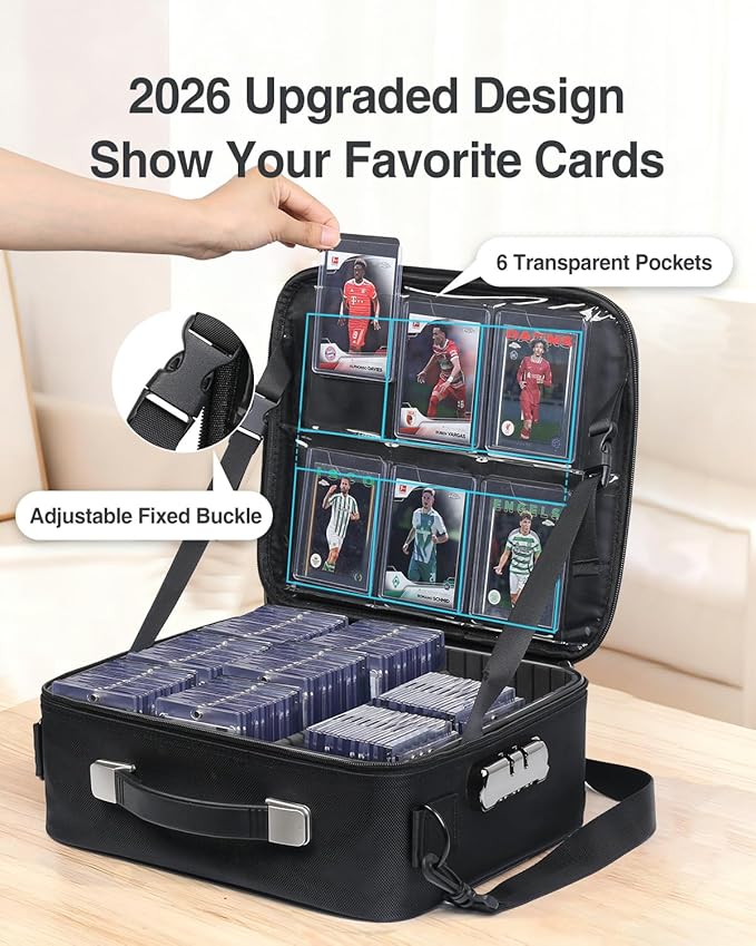 Luxtude Trading Card Case w/Adjustable Dividers, Large Top Loader Card Storage - Image 2