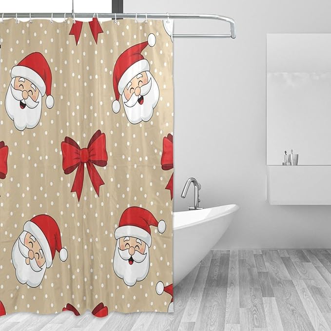 Christmas Santa Beige Dots Shower Curtain Liner 72×72 inch by Unknown