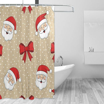 Christmas Santa Beige Dots Shower Curtain Liner 72×72 inch by Unknown