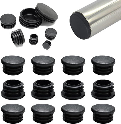 1-1/8" Plastic Hole Plugs Black -Round Chair Leg Caps, Flush Mount Pipe Plugs by EASYEAH