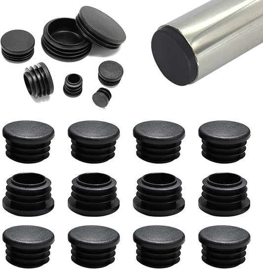 1-1/8" Plastic Hole Plugs Black -Round Chair Leg Caps, Flush Mount Pipe Plugs by EASYEAH