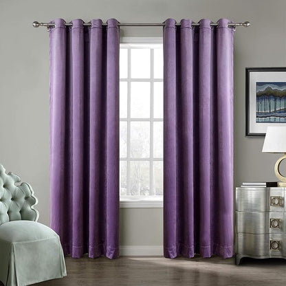 ChadMade Blackout Lined Premium Velvet Curtain Voilet 100Wx120L Inch, Eyelet by ChadMade