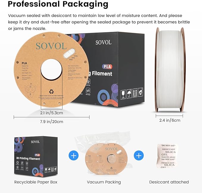 Sovol PLA 3D Printer Filament 2kg Spool Printing Materials, Wiring Tightness - Image 5
