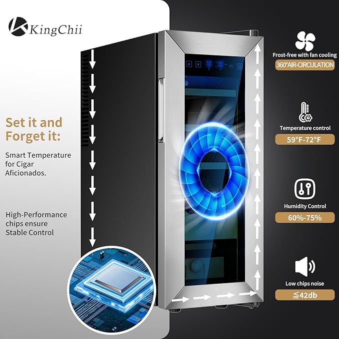 KingChii Upgrade 35L Electric Temperature & Humidity Control Cigar Humidor - Image 2