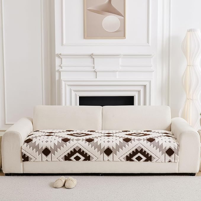 Boho Plush Couch Covers for Sofa Washable, Fuzzy Soft Couch Cover for Sectional - Image 3