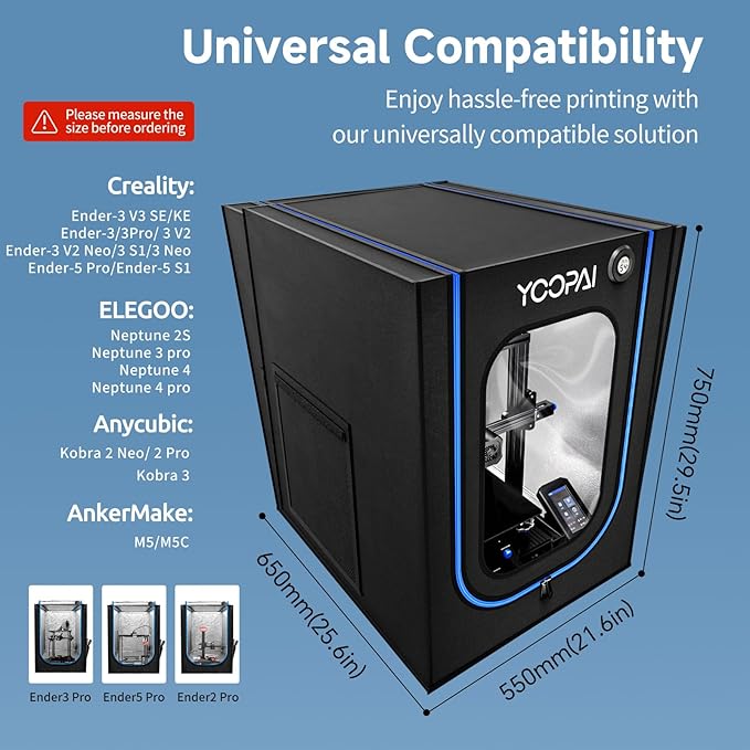 3D Printer Enclosure with Ventilation Kit, LED Light, Thermo-Hygrometer - Image 5