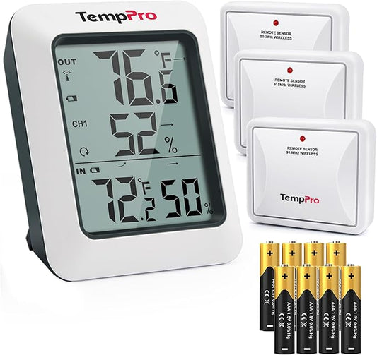 TempPro TP60-3 Digital Hygrometer Indoor Outdoor Thermometer Wireless by ThermoPro