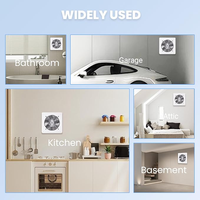 6 inch Exhaust Fan, 382CFM Wall Mounted Vent Fans, Ventilation Fan Bathroom - Image 8