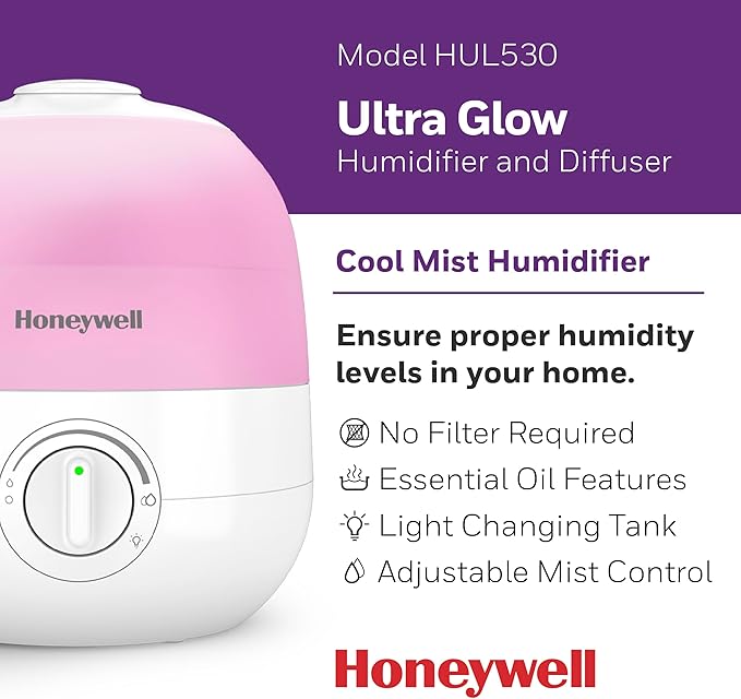 Honeywell Ultra Glow Light Changing Humidifier and Diffuser – Cool Mist - Image 2