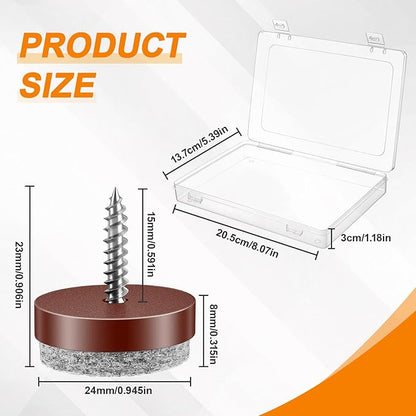 60 Pcs Brown Screw on Furniture Felt Pads, Non Slip Furniture Pads, Nail in - Image 2