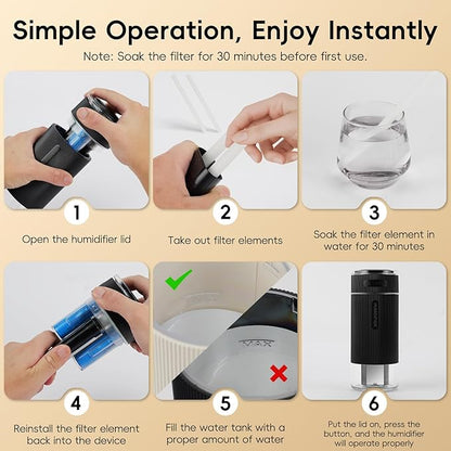 Portable Small Humidifiers for Travel, Mini Air Ultrasonic Humidifier - Image 8