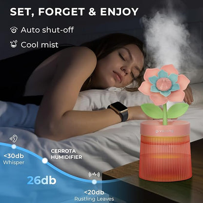 Cute Flower Mini Humidifier, 260ml Portable Small Cool Mist Humidification - Image 4