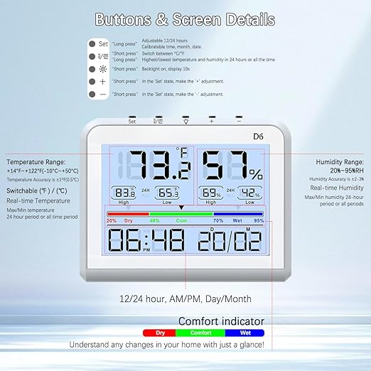 Digital Room Thermometer Indoor, Hydrometer Humidity Meter - Image 9