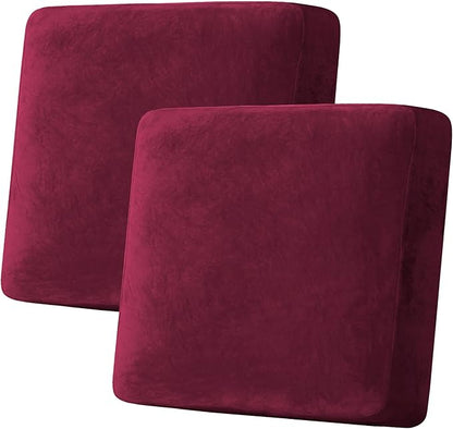 H.VERSAILTEX Velvet Stretch Couch Cushion Cover Plush Cushion Slipcover by HVERSAILTEX