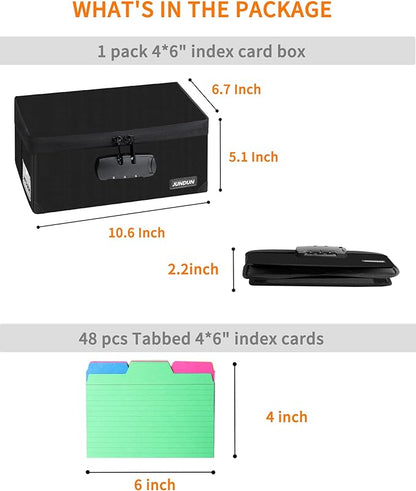 JUNDUN Index Card Holder with 48 Pieces 4x6 Inch Index Cards Dividers, - Image 2