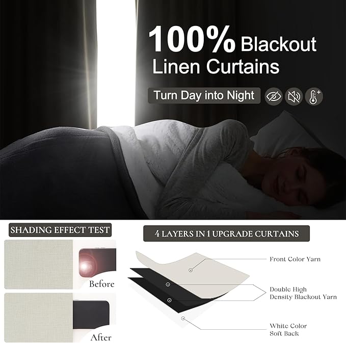 Elegant Curtains for Living Room 102 Inch Long, Linen Pinch Pleated 100% - Image 2