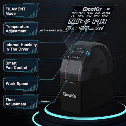 GratKit 3D Filament Dryer Box Firefly V2.0, Tuya App Controlled Smart Filament - Image 6
