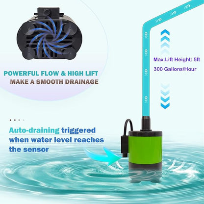Small Pump With Level Sensor, 5 FT Drain Lift, 110V Automatic Submersible Water - Image 3