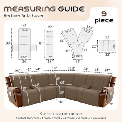 Arfntevss Waterproof Recliner Sectional Couch Covers - Image 5