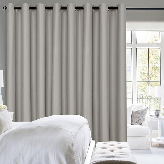 Hiasan Patio Sliding Door Curtain Panel, Sliver Grey Room Divider Grommet by Hiasan