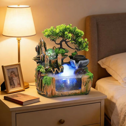 10Inch Bonsai Tree Rock ​Water Fountains Indoor Tabletop Waterfall Humidifier by kunghei