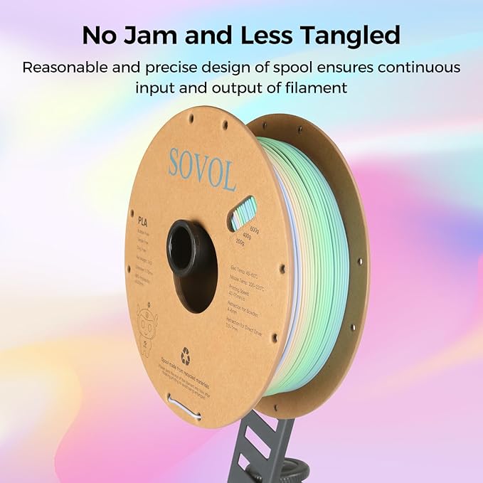 Sovol 3D Printer Matte Multicolored Fast Change Rainbow PLA 1kg Spool 3D - Image 4